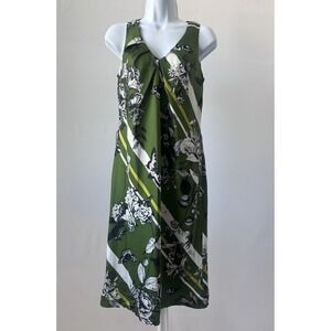Talbots Women's 4 Green Floral Silk Shift Dress (b37) Resortcore Vacation